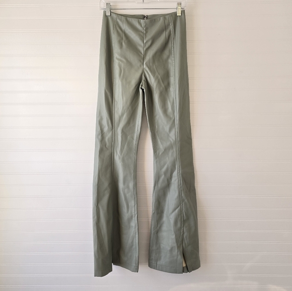 We the Free People Real Deal Vegan Leather Flare Split Hem High Rise Pant 26 - Picture 4 of 9